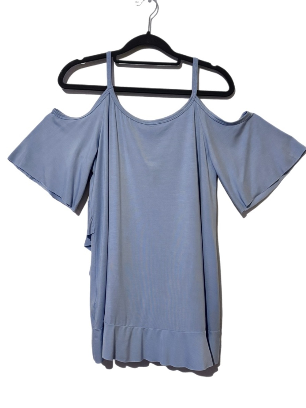 Light Blue Cold-Shoulder Ruffle Top - Picture 4 of 7